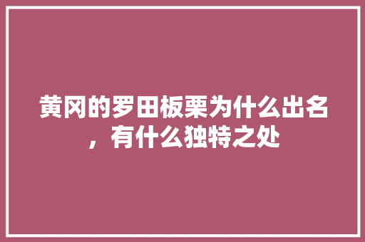 黄冈的罗田板栗为什么出名，有什么独特之处 人工智能