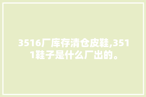 3516厂库存清仓皮鞋,3511鞋子是什么厂出的。 智能科技