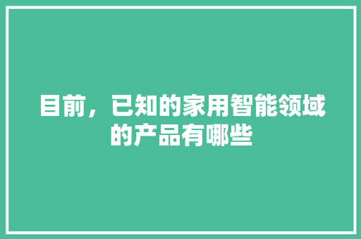 目前，已知的家用智能领域的产品有哪些 人工智能