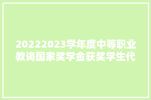 20222023学年度中等职业教诲国家奖学金获奖学生代表名录 智能科技