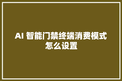 AI 智能门禁终端消费模式怎么设置 人工智能
