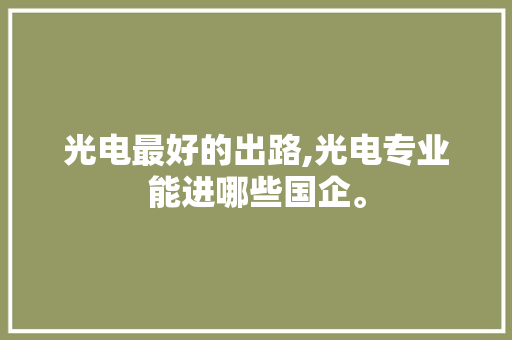 光电最好的出路,光电专业能进哪些国企。 智能科技