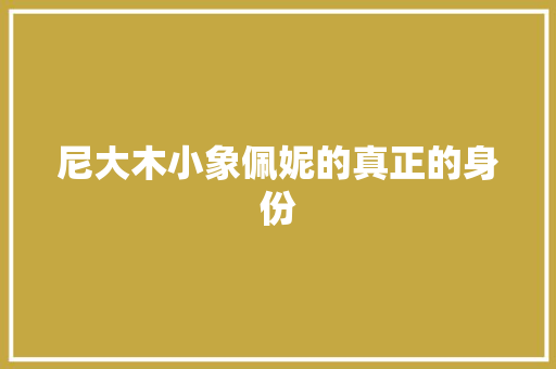 尼大木小象佩妮的真正的身份 人工智能