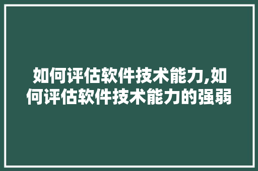 如何评估软件技术能力,如何评估软件技术能力的强弱。 软件技术