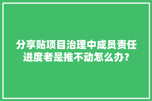 分享贴项目治理中成员责任进度老是推不动怎么办？ AI场景