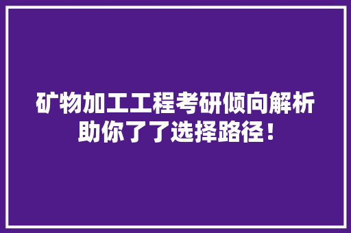矿物加工工程考研倾向解析助你了了选择路径！ AI场景