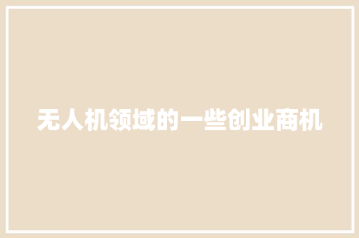 无人机领域的一些创业商机 人工智能
