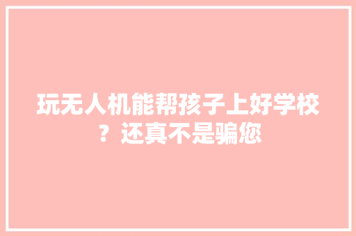 玩无人机能帮孩子上好学校？还真不是骗您 AI场景