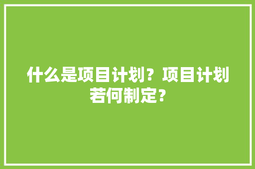 什么是项目计划？项目计划若何制定？ 软件技术