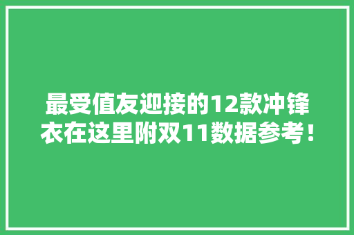 最受值友迎接的12款冲锋衣在这里附双11数据参考！ AI场景