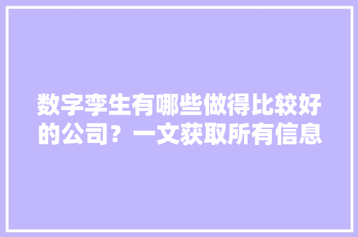 数字孪生有哪些做得比较好的公司？一文获取所有信息 人工智能
