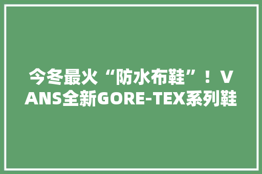 今冬最火“防水布鞋”！VANS全新GORE-TEX系列鞋款正式登场 智能科技