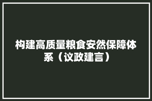 构建高质量粮食安然保障体系（议政建言） 软件技术