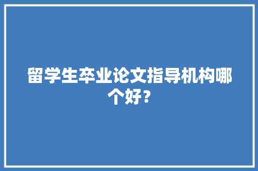 留学生卒业论文指导机构哪个好？ 人工智能