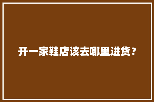 开一家鞋店该去哪里进货？ 人工智能