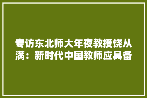 专访东北师大年夜教授饶从满：新时代中国教师应具备何种核心素养？ AI场景