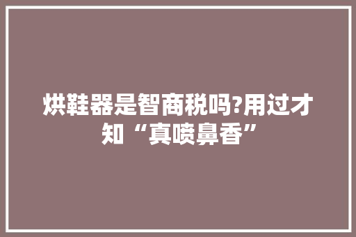 烘鞋器是智商税吗?用过才知“真喷鼻香”
