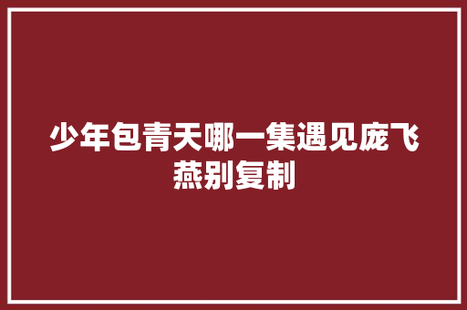 少年包青天哪一集遇见庞飞燕别复制 人工智能