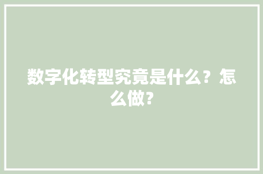 数字化转型究竟是什么？怎么做？ 人工智能