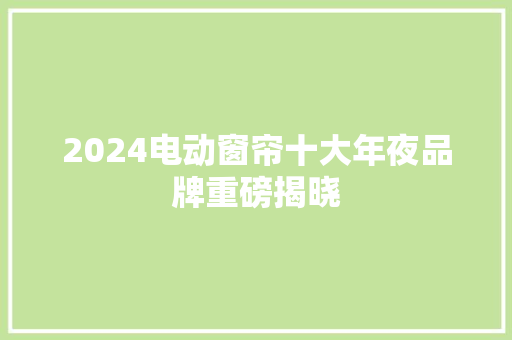 2024电动窗帘十大年夜品牌重磅揭晓 软件技术