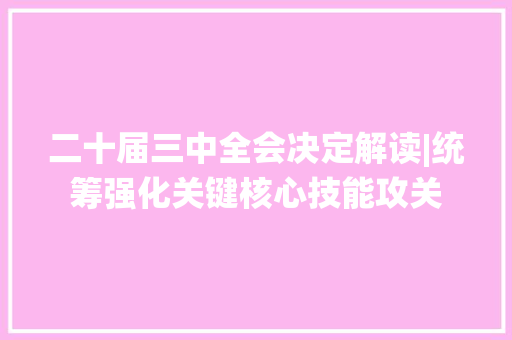 二十届三中全会决定解读|统筹强化关键核心技能攻关 智能科技