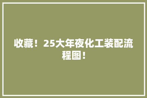 收藏！25大年夜化工装配流程图！ 软件技术