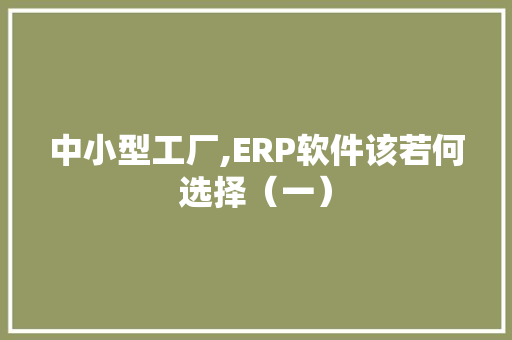 中小型工厂,ERP软件该若何选择（一） AI场景