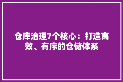 仓库治理7个核心：打造高效、有序的仓储体系 人工智能