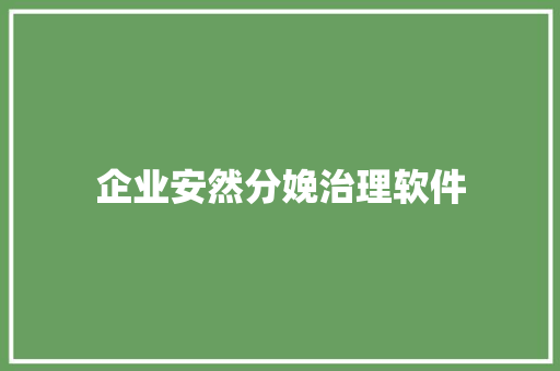 企业安然分娩治理软件 智能科技