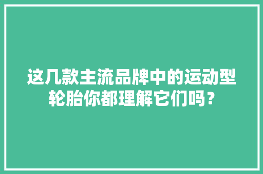 这几款主流品牌中的运动型轮胎你都理解它们吗？ 智能科技