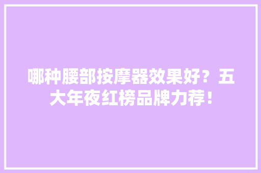 哪种腰部按摩器效果好？五大年夜红榜品牌力荐！ 智能科技