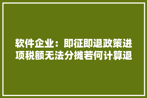 软件企业：即征即退政策进项税额无法分摊若何计算退税金额 AI场景