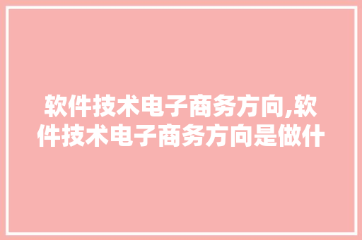软件技术电子商务方向,软件技术电子商务方向是做什么。 软件技术