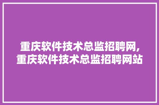 重庆软件技术总监招聘网,重庆软件技术总监招聘网站。 软件技术