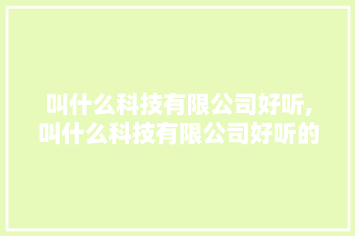 叫什么科技有限公司好听,叫什么科技有限公司好听的名字。 智能科技
