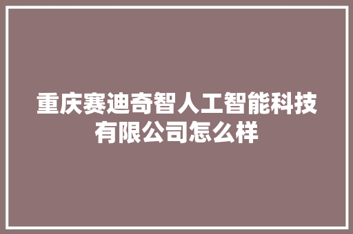 重庆赛迪奇智人工智能科技有限公司怎么样 人工智能