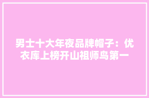 男士十大年夜品牌帽子：优衣库上榜开山祖师鸟第一 智能科技