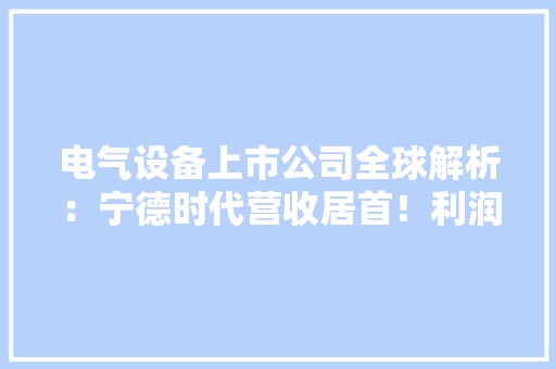 电气设备上市公司全球解析：宁德时代营收居首！利润冠军是这家企业 AI场景