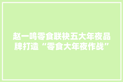 赵一鸣零食联袂五大年夜品牌打造“零食大年夜作战”狂欢盛典 人工智能