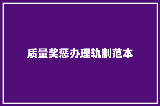 质量奖惩办理轨制范本 智能科技