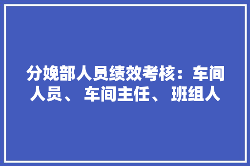 分娩部人员绩效考核：车间人员、 车间主任、 班组人员绩效考核轨制 软件技术