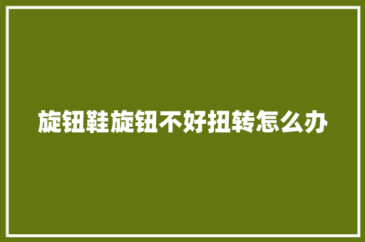 旋钮鞋旋钮不好扭转怎么办 AI场景