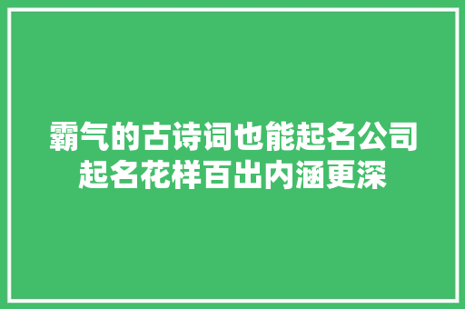 霸气的古诗词也能起名公司起名花样百出内涵更深 智能科技