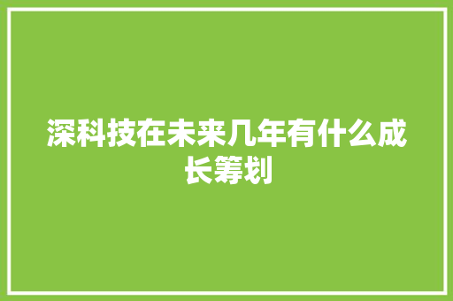 深科技在未来几年有什么成长筹划 软件技术