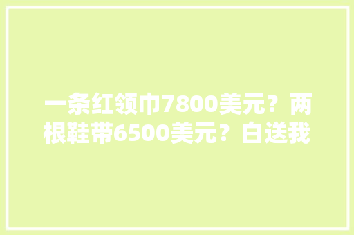 一条红领巾7800美元？两根鞋带6500美元？白送我也不敢要 人工智能