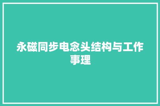 永磁同步电念头结构与工作事理 软件技术