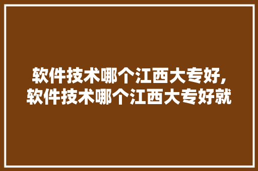 软件技术哪个江西大专好,软件技术哪个江西大专好就业。 软件技术