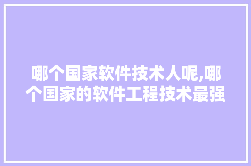 哪个国家软件技术人呢,哪个国家的软件工程技术最强。 软件技术