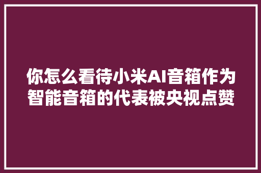 你怎么看待小米AI音箱作为智能音箱的代表被央视点赞 人工智能
