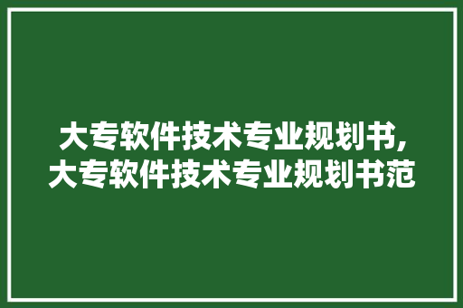 大专软件技术专业规划书,大专软件技术专业规划书范文。 软件技术
